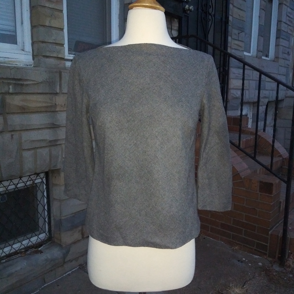 Theory | Wool blend Grey career blouse 3/4 sleeves Womens Size Small Minimalist